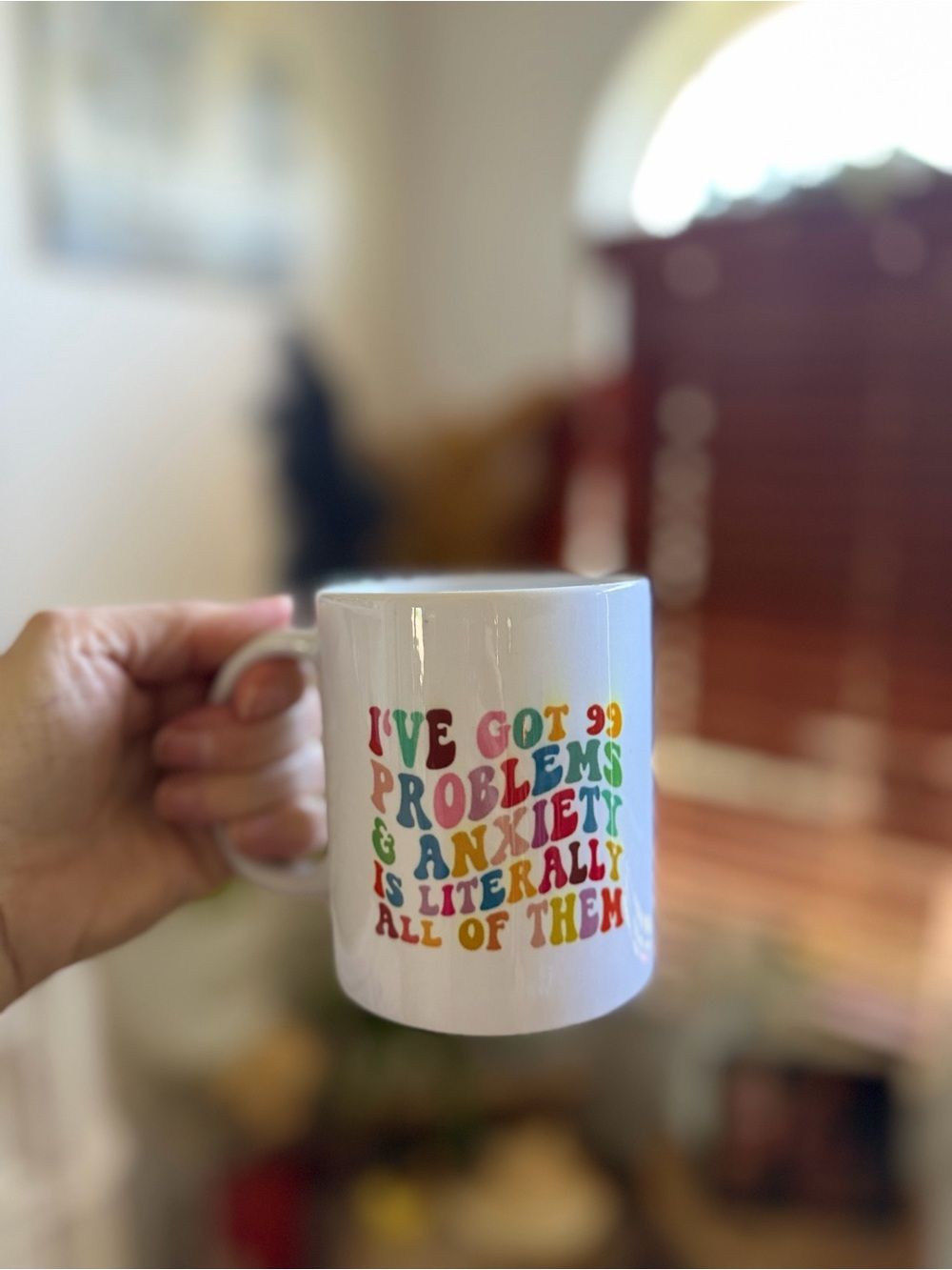 White Multicolor Anxiety Mug